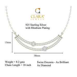 Ensemble collier et boucles d'oreilles pendantes CLARA en argent sterling 925 plaqué rhodium, bijoux fins, cadeau pour femmes et filles avec chaîne - Product Image 4