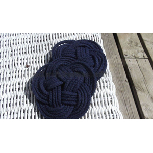 Trendy Navy Blue Knotted Coasters Wavy Design Made With Soft Cotton Rope To Protect Your Table <b>Top</b> - Product Image 1