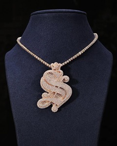 RB Gems Hip Hop Glacé Personnalisé SS Lettre Charme Pendentif avec Or Blanc VVS Moissanite Diamant IGI Certifié - Product Image 3