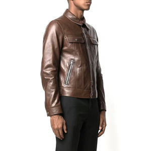 2025 vente chaude veste en cuir pour hommes légers avec col rabattu Logo personnalisé vestes en cuir - Product Image 4