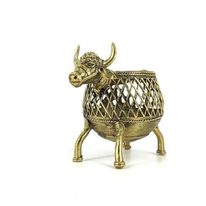 Support à stylos artisanal en laiton, carré de 3,5 pouces, organisateur de bureau en métal et bois - Product Image 6