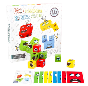 Cubo de Madera para el Reconocimiento Emocional, Expresión de Cara Sonriente, Juguete Educativo para Niños de <span class=keywords><strong>5</strong></span> a 7 <span class=keywords><strong>Años</strong></span> - Product Image 1