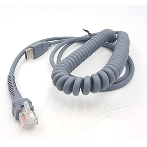 USB to <b>RJ45</b> Barcode Scanner <b>Cable</b> PVC Jacket Braid Shielding Coil Packing USB 2.0 Connector for Scanner Printer Computer - Product Image 4