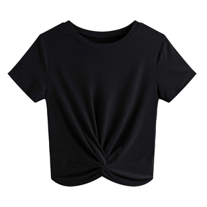 เสื้อยืดครอปแขนสั้นคอกลมใส่สบายทันสมัย - Product Image 1