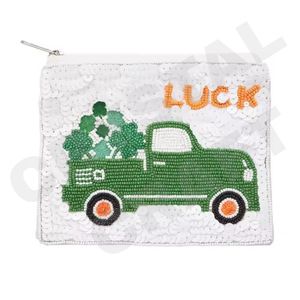 Pink and Green Design Customized Seed <b>Beaded</b> Coin Pouch Wallet Beautiful Coin Purse with Fashionable Accessory Features - Product Image 4