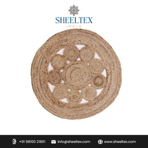 Le tapis fait main de jute indien place le nouveau design floral brun naturel pour l'usage à la maison - Product Image 2