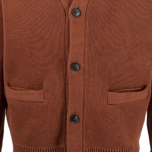 Custom Embroidery Chocolate Brown Casual <b>Cardigan</b> <b>Sweater</b> For Unisex - Product Image 4