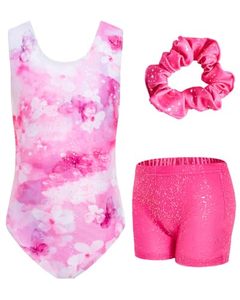 Justaucorps de gymnastique et de danse pour filles, rose, imprimé par transfert thermique, à bretelles croisées, coupe ajustée, en Spandex/Polyester, vente en gros - Product Image 1