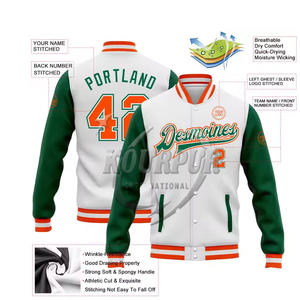 Logo personnalisé Veste de sport universitaire pour hommes à manches longues Baseball Letterman avec col montant Matériau 100% coton - Product Image 4