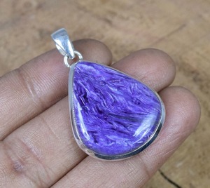 El Mejor Regalo de Boda para Chicas, Colgante de Plata de Ley 925 con Baño de Rodio y Piedra Preciosa Charoita - Product Image 4