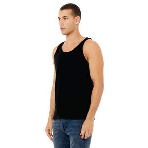 Airlume-Camiseta sin mangas de algodón para hombre y mujer, camiseta sin mangas de color negro con diseño de anillo y peinado, 32 onzas, 100% - Product Image 2