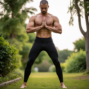 Leggings de compression OEM pour hommes, 100 % polyester, taille à cordon de serrage, imprimé uni personnalisé, longueur intégrale, évacuation de l'humidité, respirant - Product Image 4