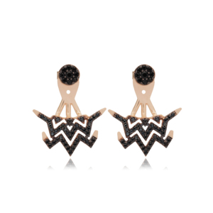 Oreille Vestes Noir Zircon Pierre Turc Artisanat En Gros Boucles D'oreilles 925 Bijoux En Argent Sterling - Product Image 6