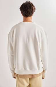 2024 <b>Men's</b> Oversized Basic <b>White</b> Fleece <b>Sweatshirt</b> 100% Cotton Streetwear Premium Quality OEM Product Embroidered Wholesale - Product Image 3