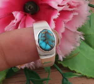 Anillo de Plata de Ley Envejecida con Engaste de Bisel, Gema de Turquesa Azul, Hecho a Mano, Forma de Pera, Estilo Clásico Vintage, para Bodas y Fiestas, para Mujer - Product Image 1