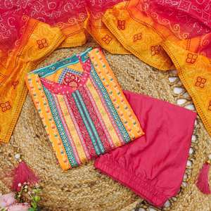 Ropa de verano Kurta larga con parte inferior y Dupatta para Desi & Healthy Women Wear Diseño tradicional Salwar de Antra Lifestyle - Product Image 2