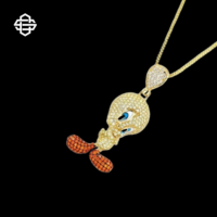Pendentif Moissanite Iced Bird de Luxe Certifié par un tiers, de haute qualité, pour Hommes et Femmes, en Argent 925 Plaqué, Personnage de Dessin Animé, Hip Hop