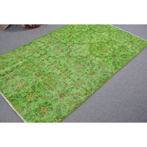 Tapis Turc Vintage Moderne 3.7 X 6.4ft Vert Marron Patchwork Design Classique Grande Surface Rectangle Laine Matériel Latex Tapis de Chambre - Product Image 2