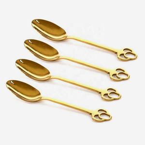 Service à salade en acier inoxydable avec poignée unique en feuille d'or, ensemble de vaisselle royal - Product Image 4