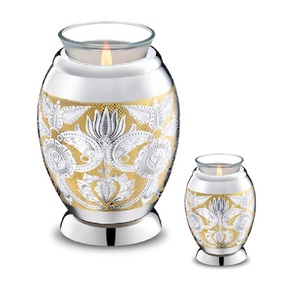 Urnes de crémation en métal pour cendres humaines, en aluminium, pour adultes, design d'ailes d'aigle avec abat-jour couleur blanc et argent - Product Image 4