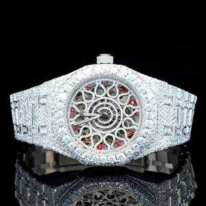 Hip Hop <b>Silver</b> Stainless Steel Automatic Japanese Movement Watch Arabic Dial VVS1 Quality Moissanite Diamond VS Quality Stones - Product Image 1
