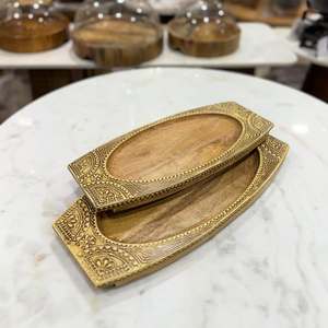 ถาดไม้หัตถกรรมอินเดียสำหรับเสิร์ฟทำจากไม้อาคาเซียมะม่วงชิสเชมจากธรรมชาติสินค้าขายส่ง - Product Image 5