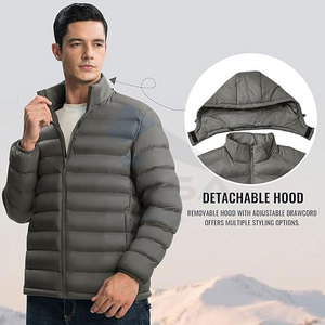 Veste à capuche détachable pour hommes en gros Manteau d'hiver léger résistant à l'eau isolé Logo Impression Patch Broderie - Product Image 6