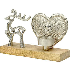 Bougeoir élégant en métal et arbre de Noël avec base en bois pour la décoration festive argentée de la meilleure qualité et la décoration intérieure - Product Image 2