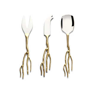 Venta al por mayor personalizado cuchillo de queso Promoción de acero inoxidable cuchillo de queso conjunto con mango de latón de forma ovalada - Product Image 4