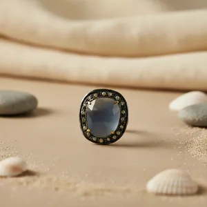 Bague pour femme en saphir et diamant, motif géométrique en argent oxydé, coupe radiante, turquoise, matériau platine, rhodium, bijoux - Product Image 2
