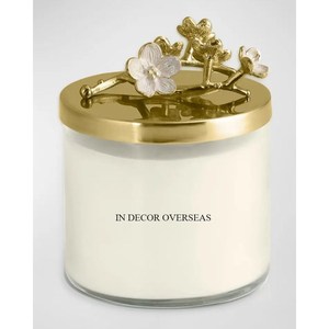 Tarro de vela de forma redonda hecho de vidrio transparente de gran venta con tapa superior de Metal pulido brillante de plata de diseñador de Granada chapada en oro - Product Image 4