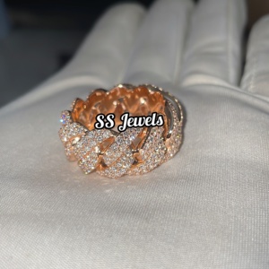 Unisex 10K Solid Yellow Gold Iced Lab Grown Brilliant Cut Diamond Band <b>Unique</b> Wedding Hip Hop <b>Engagement</b> Anniversary Cuban <b>Ring</b> - Product Image 2