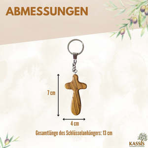 Porte-clés croix personnalisé, pierre de palme en bois d'olivier, 7 cm - Product Image 6