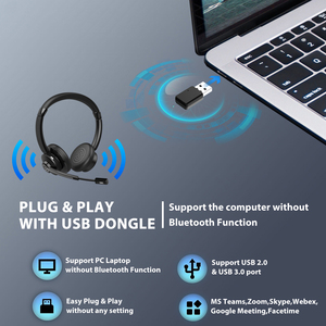 Oficina de negocios Auriculares inalámbricos Dual <span class=keywords><strong>Ear</strong></span> Centro de llamadas ajustable Computadora Auriculares de escritorio con micrófono ENC - Product Image 6