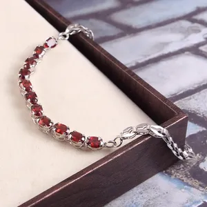 Natural Garnet Tennis <b>Bracelet</b> Gemstone, Elegant Jewelry, <b>Birthstone</b> <b>Bracelet</b> for Women, Stylish Gift Idea - Product Image 3