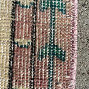 Turkish Vintage Rug, 4x9.3 ft Rug, <b>Red</b> Solid <b>Wool</b> Rug - Product Image 4