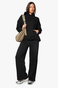 Sweat à capuche en molleton 100% coton pour femme, design unique, noir, épaules tombantes, coupe décontractée, anti-froissement, respirant, imprimé en relief sur le devant - Product Image 3