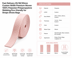 Fast Delivery 25/38/50mm Custom Width Premium Woven 100% Polyester/Polypropylene Webbing Eco-friendly for <b>Straps</b> Shoes Bags - Product Image 3