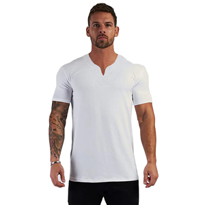 T-shirt de compression à manches courtes pour homme, coupe ajustée, en mélange polyester/coton haute performance, séchage rapide, pour la gym - Product Image 5