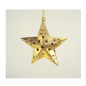 Mini Size Engraved Design Nickel Finished Metal <b>Hanging</b> <b>Star</b> Ornaments For Home Christmas X Mas Tree Decorative - Product Image 6
