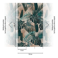 Papier peint mural floral insonorisant moderne fabriqué en Allemagne, jungle verte, beige, gris pétrole, vinyle non tissé, salon