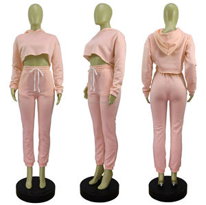 2025 automne femmes solide à manches courtes bouton personnalisé deux pièces haut court à capuche survêtement Streetwear 100% coton ensemble écologique - Product Image 5