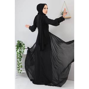 Vestido de Noche Sencillo con Corte en A, Detalle de Volantes, Cintura Imperio, Mangas Cortas, Estampado Floral de Encaje, Largo Maxi hasta el Suelo para Fiesta, Talla XL - Product Image 5