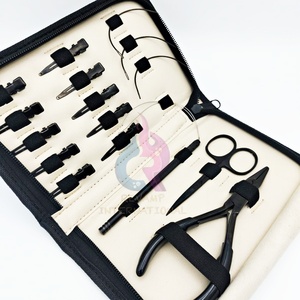 Kit d'outils d'extension de cheveux professionnel de haute qualité pince en acier inoxydable tirant boucle ciseaux pinces à cheveux - Product Image 3