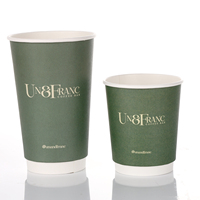 Vasos de Papel para Café Caliente Personalizados con Marca, 8oz 12oz 16oz, Vasos Desechables para Bebidas Calientes para Llevar, Vasos de Papel de Doble Pared Impresos para Cafetería