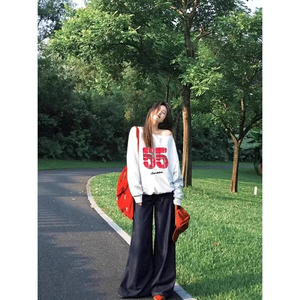 Gold Lianti American <b>Retro</b> High Street off Shoulder Capless Sweatshirt Lazy Top Full Sleeve Polo Collar Female Clothing - Product Image 3