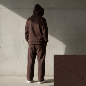 Ensemble de survêtement en molleton de coton lourd délavé à l'acide, couleur chocolat foncé, coupe décontractée, sweat à capuche et pantalon droit, personnalisable - Product Image 2