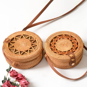 Sacs en rotin écologiques au prix fournisseur, choix très prisé, sac à main tissé à la main avec lanières en cuir - Product Image 6