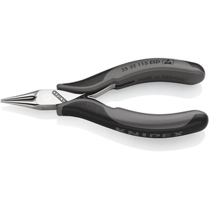 Alicates con Protección ESD, Longitud Total de 115 mm, Mordazas Planas con Acabado Espejo, 3 Empuñaduras Multicomponente, KNIPEX - Product Image 1