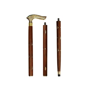 Bastón de Madera con Mango de Latón Estilo Derby de la Era de los Antigüedades, Bastón Plegable de 2 Secciones para Hombre y Mujer, Regalo - Product Image 6
